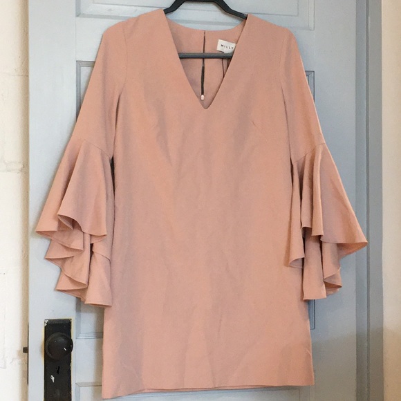 Milly Blush Pink Dress with Bell Sleeves - Picture 2 of 7